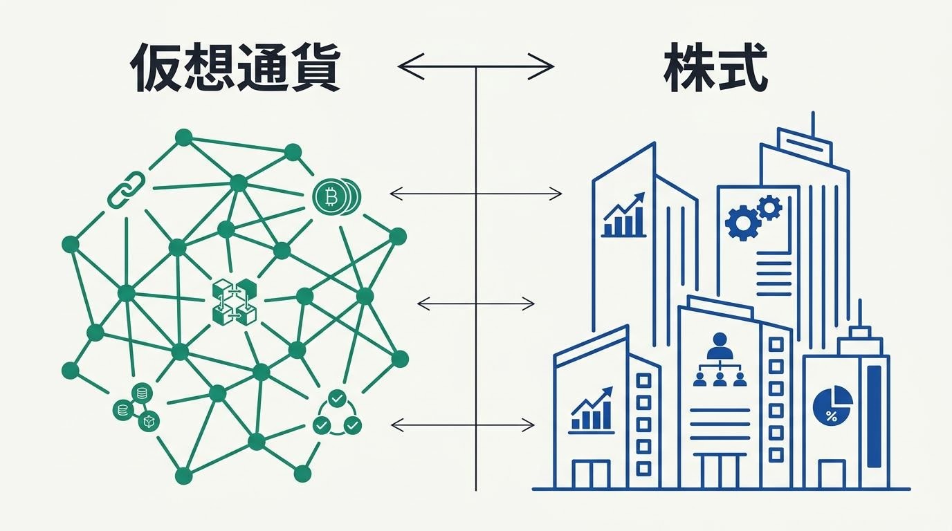 仮想通貨と株式の違いを書き出した比較ノート